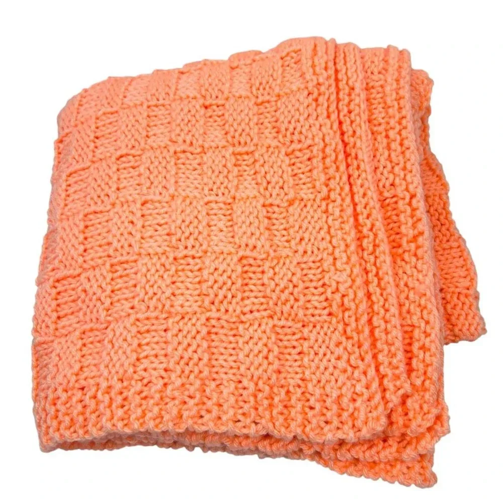 Handmade Orange Crochet Throw Blanket